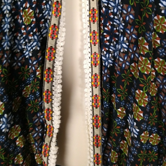 UMGEE Sz S/M Boho Flora Crochet Kimono Dolman Trim - Picture 5 of 6